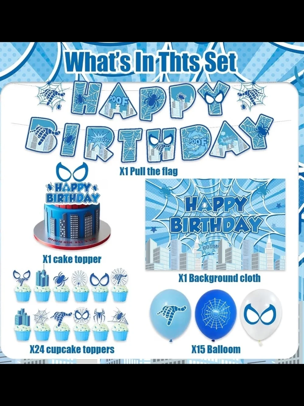 Spiderman Themed Birthday Party Decorations | 42Pcs | NEW WITH TAGS |